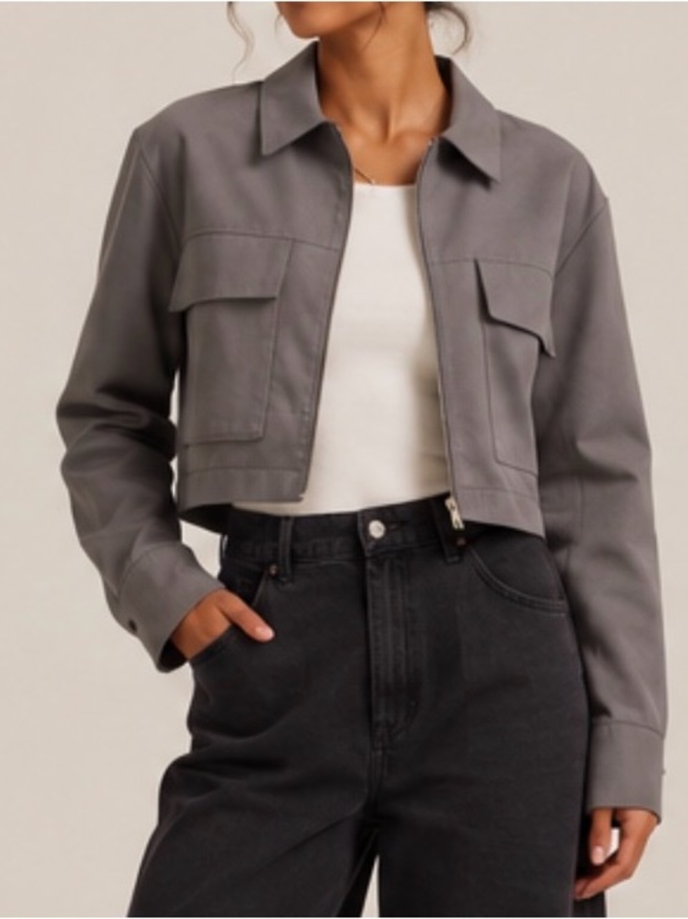 Zara Gray Crop Jacket Size S